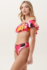 FAN FAIRE OFF THE SHOULDER RUFFLE BANDEAU TOP in MULTI additional image 4