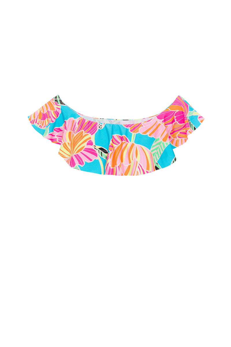 POPPY OFF THE SHOULDER RUFFLE BANDEAU TOP in MULTI additional image 1