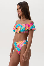 POPPY OFF THE SHOULDER RUFFLE BANDEAU TOP in MULTI additional image 4