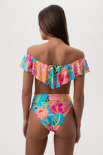 POPPY OFF THE SHOULDER RUFFLE BANDEAU TOP in MULTI additional image 2