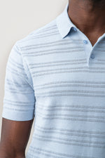 EDISON SHORT SLEEVE POLO in CIRRUS BLUE additional image 3