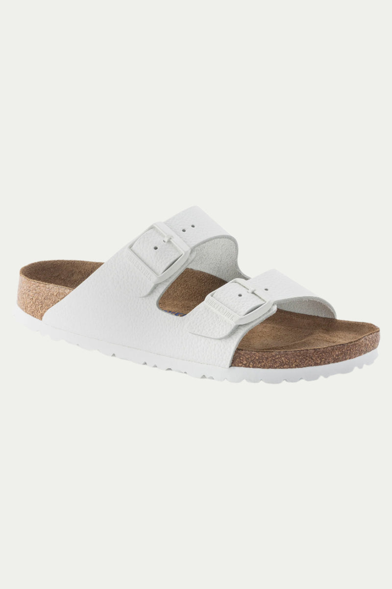 WOMEN'S ARIZONA SOFT FOOTBED WHITE LEATHER SANDAL in WHITE