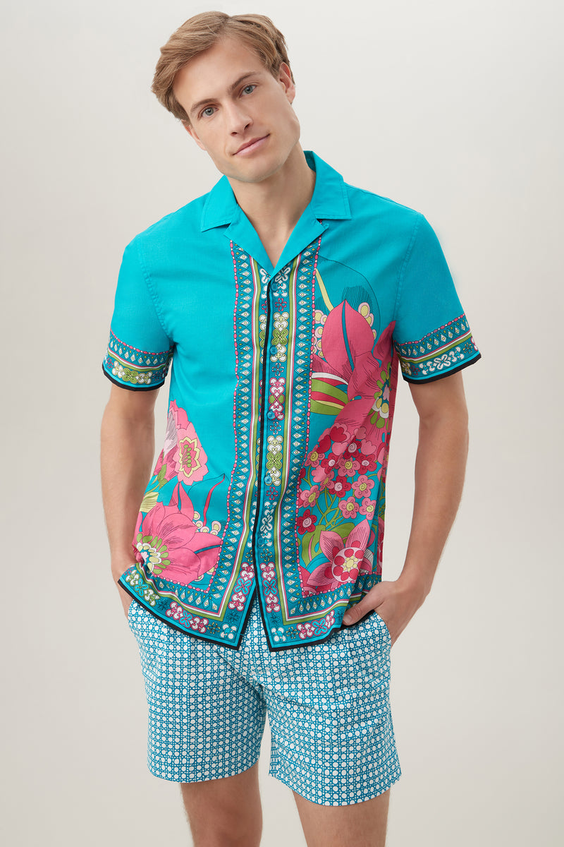 JOSUE SHORT SLEEVE SHIRT in TRANQUIL TURQUOISE
