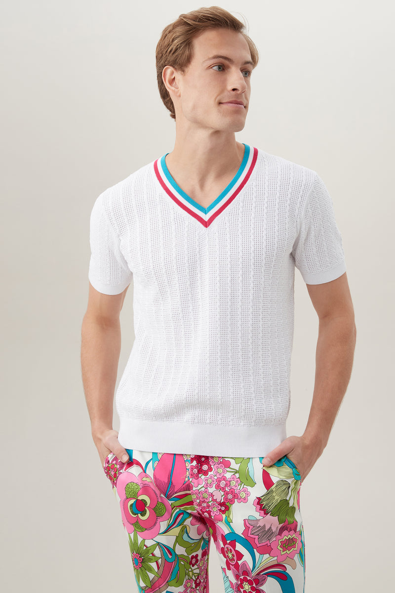 MATEO SHORT SLEEVE V NECK in WHITE additional image 1