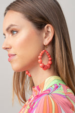 BEADED OVAL FRENCH WIRE EARRINGS in CORAL additional image 1