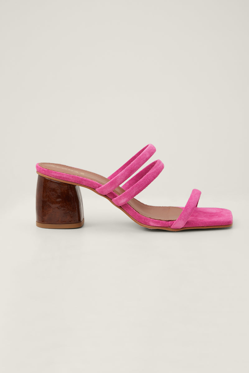 ALOHAS INDIANA PINK HEELED MULE SANDAL in PINK