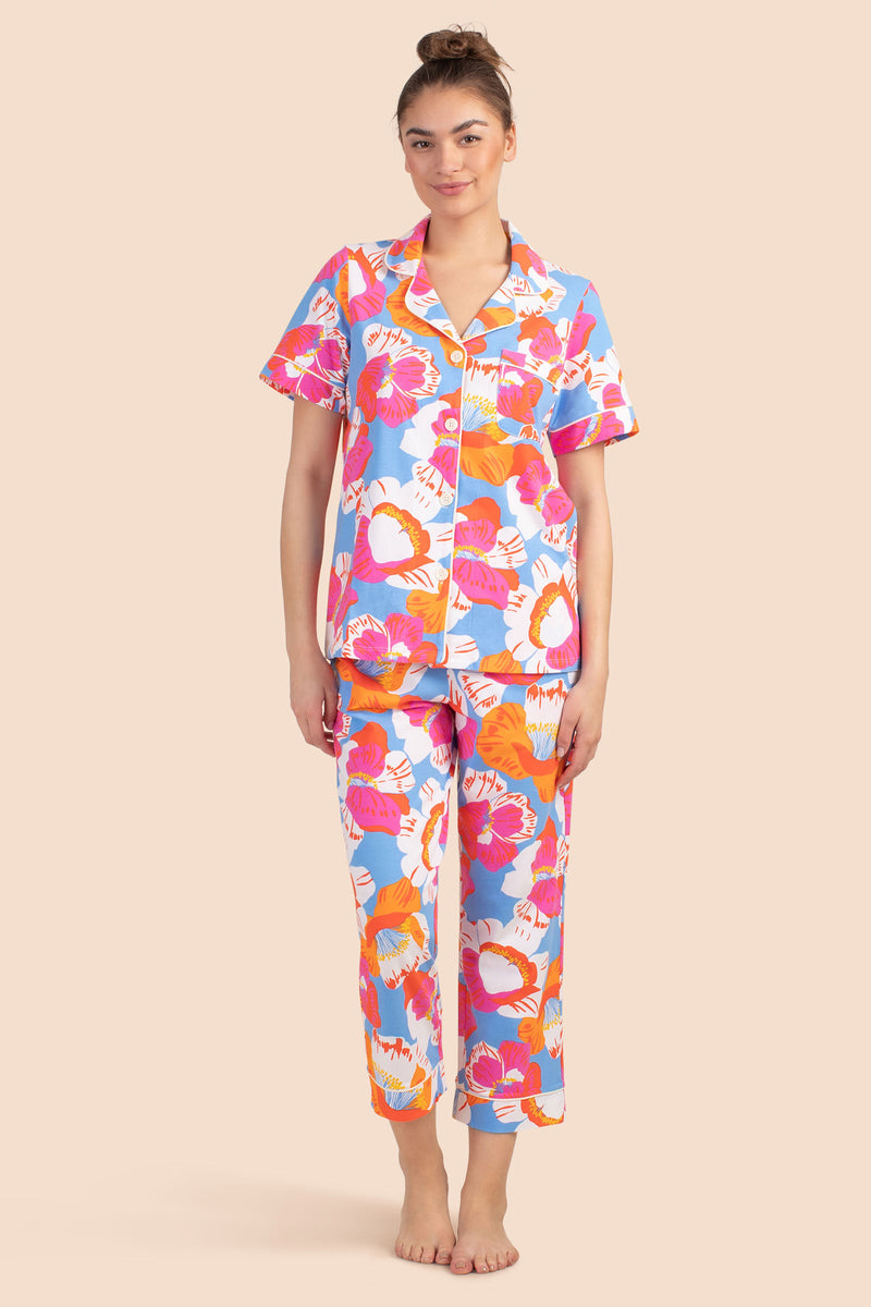 MORNING FLOWERS JERSEY SHORT SLEEVE CLASSIC PJ SET in MULTI additional image 1