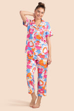 MORNING FLOWERS JERSEY SHORT SLEEVE CLASSIC PJ SET in MULTI additional image 5