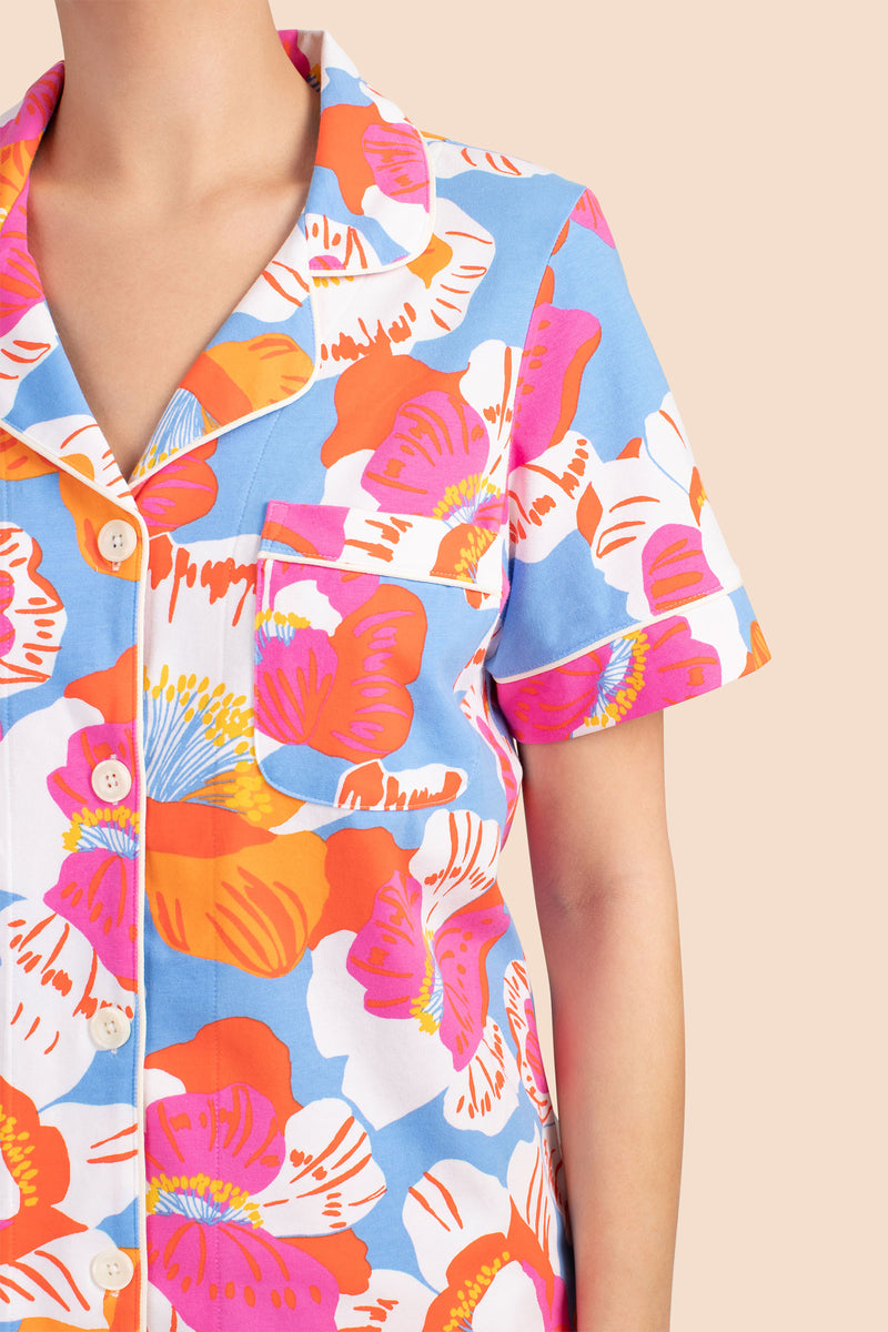 MORNING FLOWERS JERSEY SHORT SLEEVE CLASSIC PJ SET in MULTI additional image 4