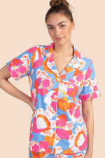 MORNING FLOWERS JERSEY SHORT SLEEVE CLASSIC PJ SET in MULTI additional image 3