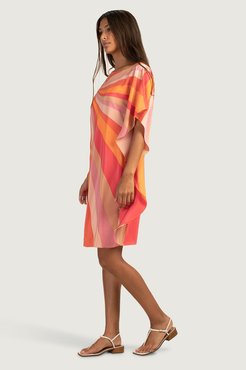 Trina Turk Global Silk Stripe Mini Dress in Orange