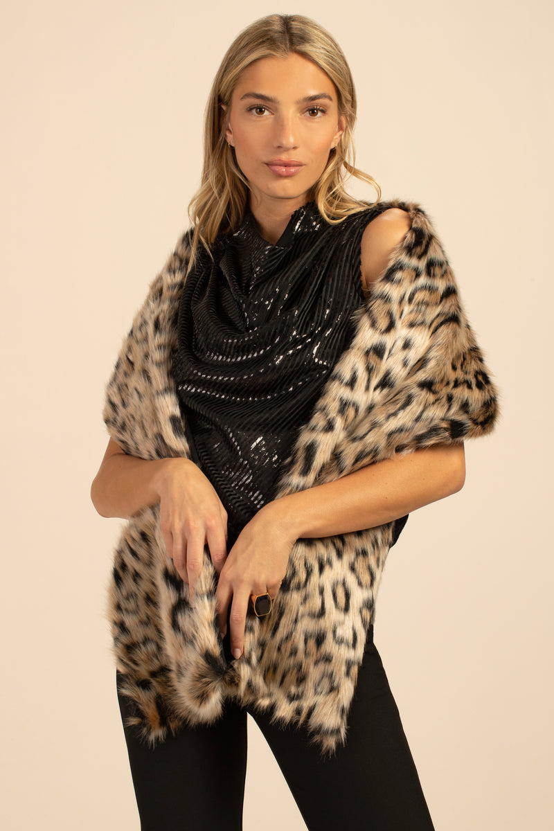 LEOPARD FUR STOLE in NATURAL additional image 1