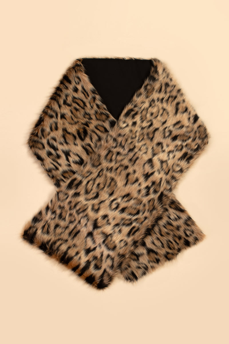 LEOPARD FUR STOLE in NATURAL