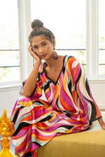 ALLOVER SWIRL SILK CAFTAN in MULTI