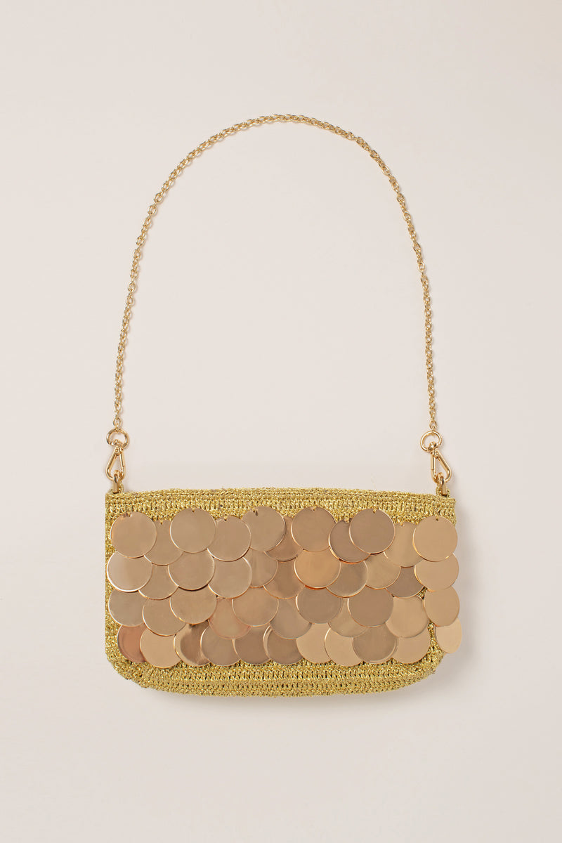 GEMA DISCO TOPZIP SHOULDER BAG in GOLD