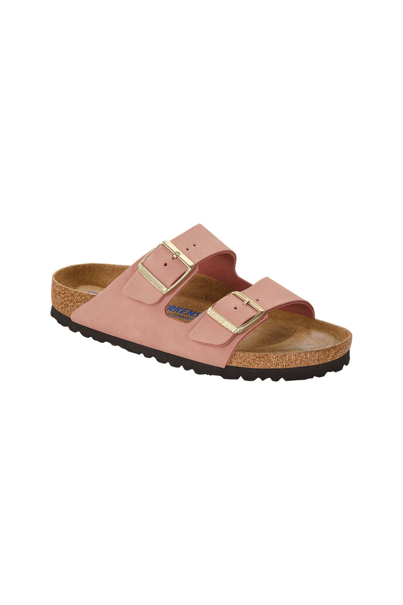WOMEN'S ARIZONA SOFT FOOTBED PINK NUBUCK LEATHER SANDAL in ROSE PINK