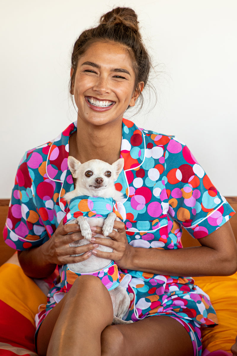 BUBBLE DOTS FRENCH TERRY PET PAJAMA JACKET in MULTI additional image 4