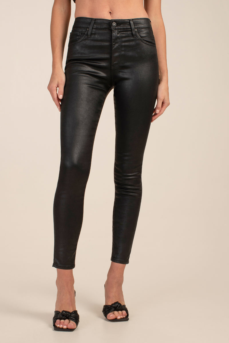 AG BLACK COATED FARRAH ANKLE JEAN in BLACK