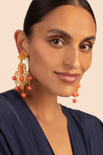 CORAL CABACHON FILIGREE DROP EARRING in CORAL PINK additional image 1