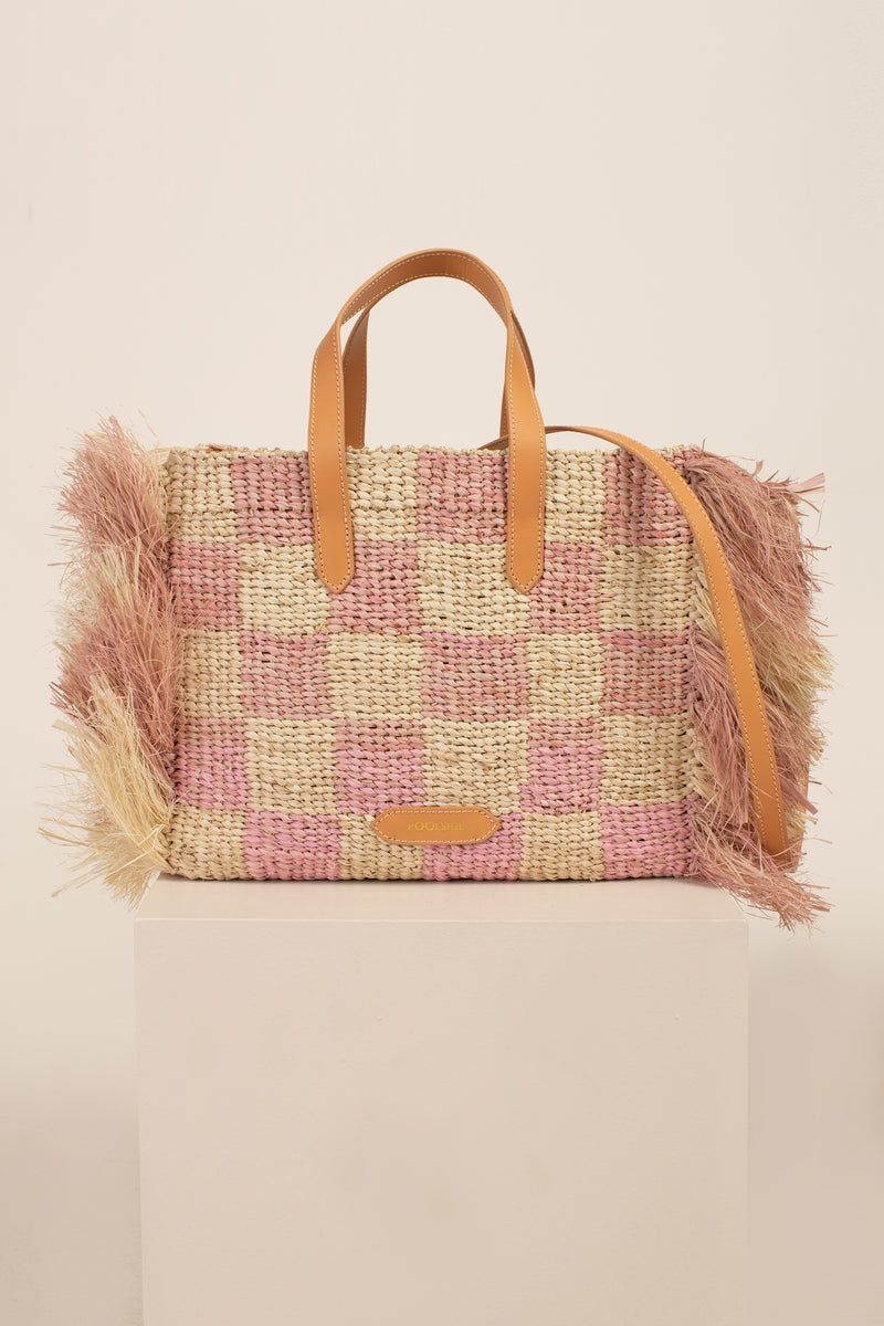 TROPICAL CHECK TOTE in PINK