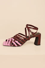 CHARTER STRAPPY BLOCK HEEL in WINE BURGUNDY