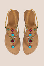 PALERMO T-STRAP JEWELED SANDAL in MULTI