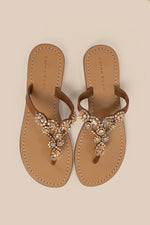 BOHEMIA CHAMPAGNE JEWELED SANDAL in CAMEL NEUTRAL