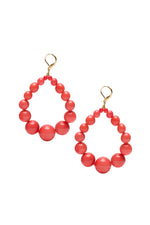 BEADED OVAL FRENCH WIRE EARRINGS in CORAL
