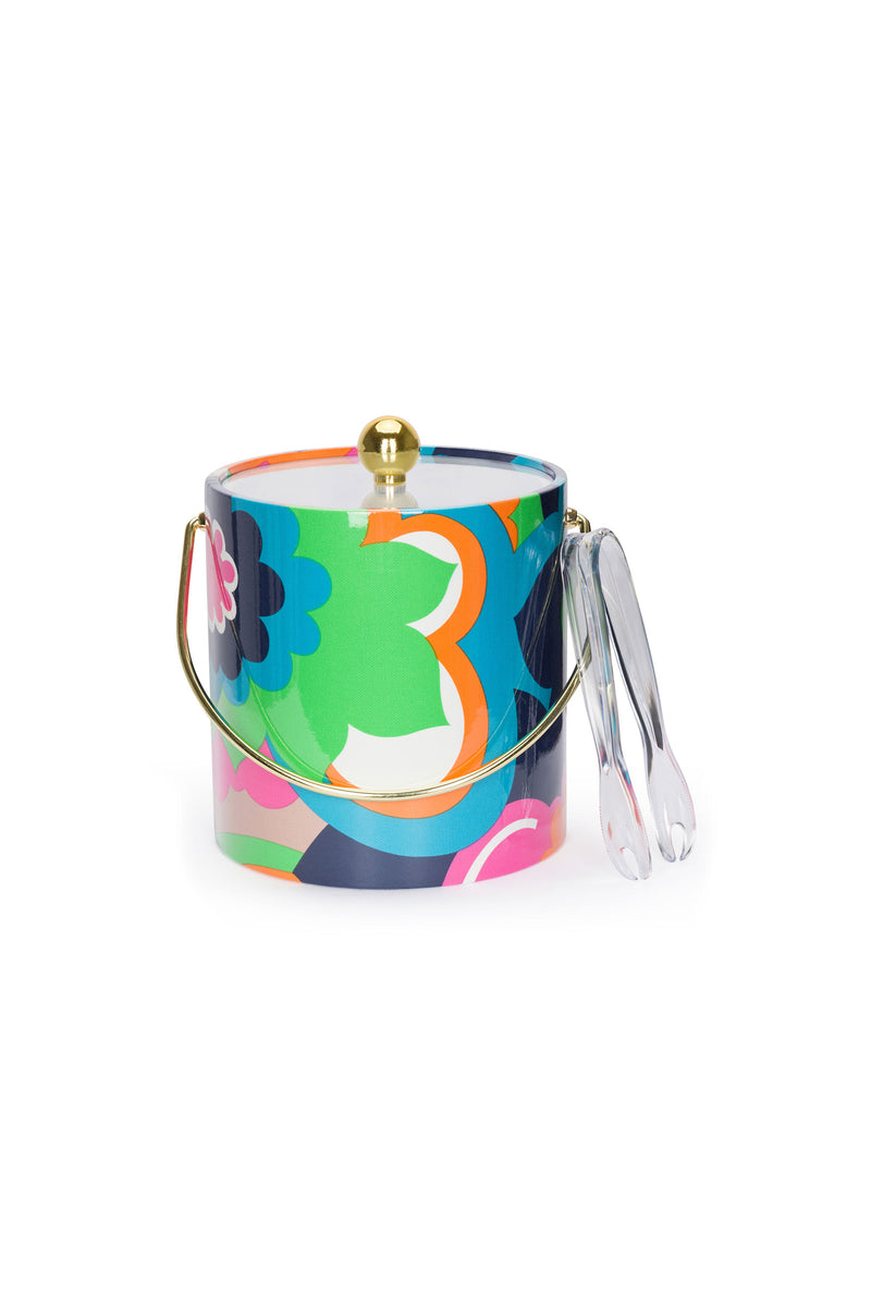 TRINA TURK PRINTED ICE BUCKET WITH TONGS in MULTI