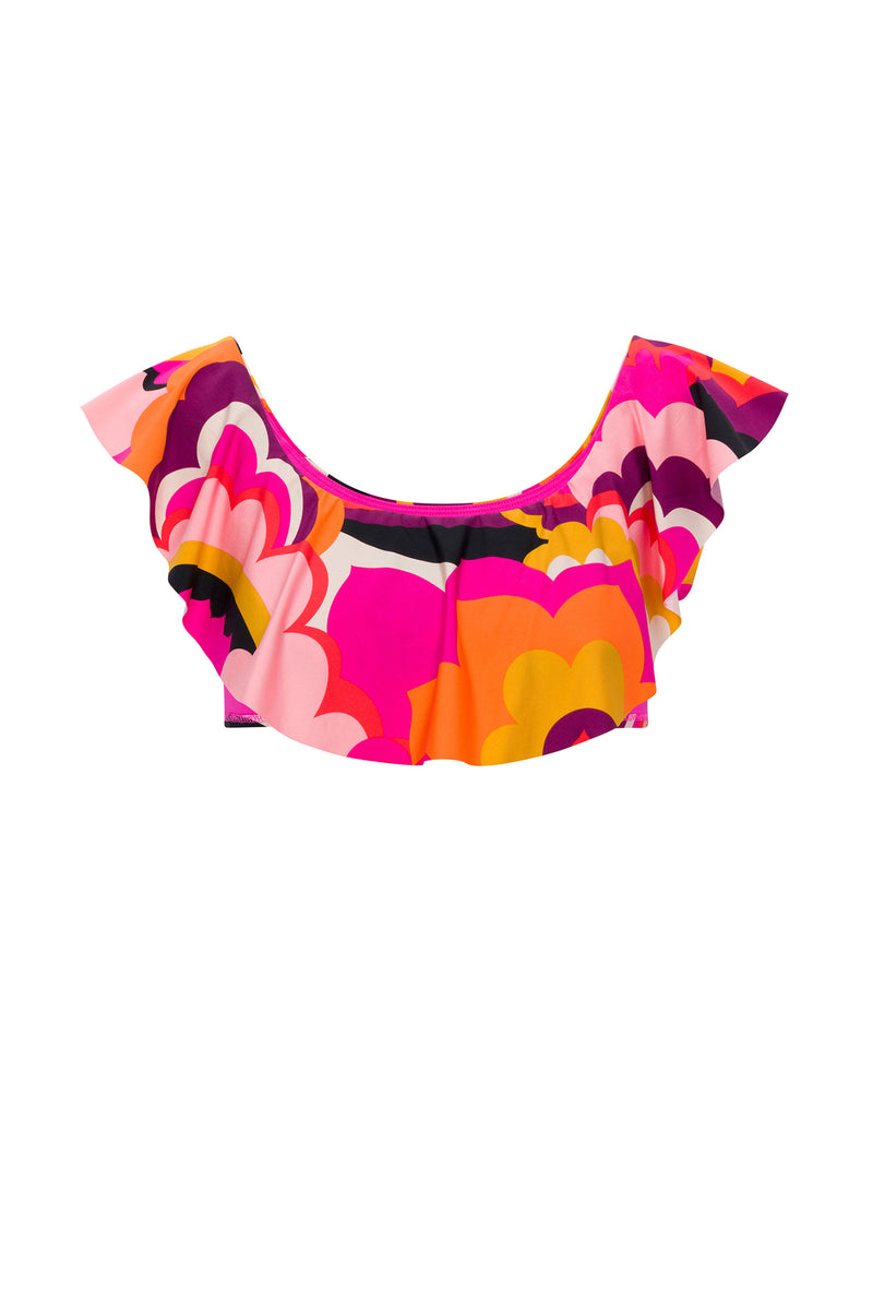 FAN FAIRE OFF THE SHOULDER RUFFLE BANDEAU TOP in MULTI additional image 1