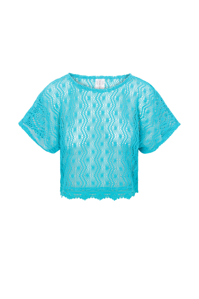 WHIM CROCHET CROP SHIRT in ATMOSPHERE additional image 2