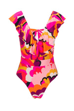 FAN FAIRE RUFFLE PLUNGE ONE PIECE in MULTI additional image 1