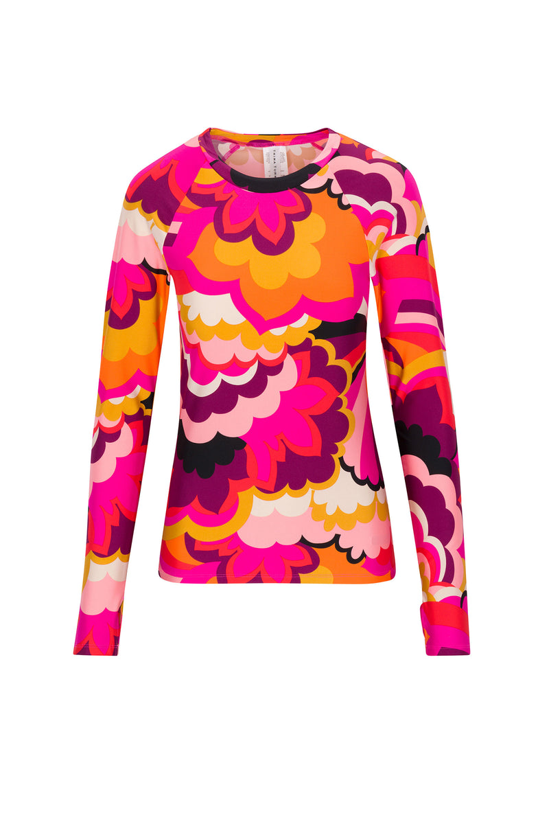 FAN FAIRE LONG SLEEVE CREWNECK SWIM TEE in MULTI additional image 1
