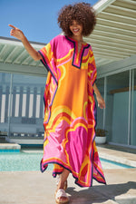 RAINBOW CLOUDS THEODORA MAXI CAFTAN DRESS in TANGERINE DREAM MULTI