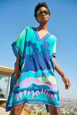 CHEETAHS AND CRANES THEODORA CAFTAN DRESS in MULTI