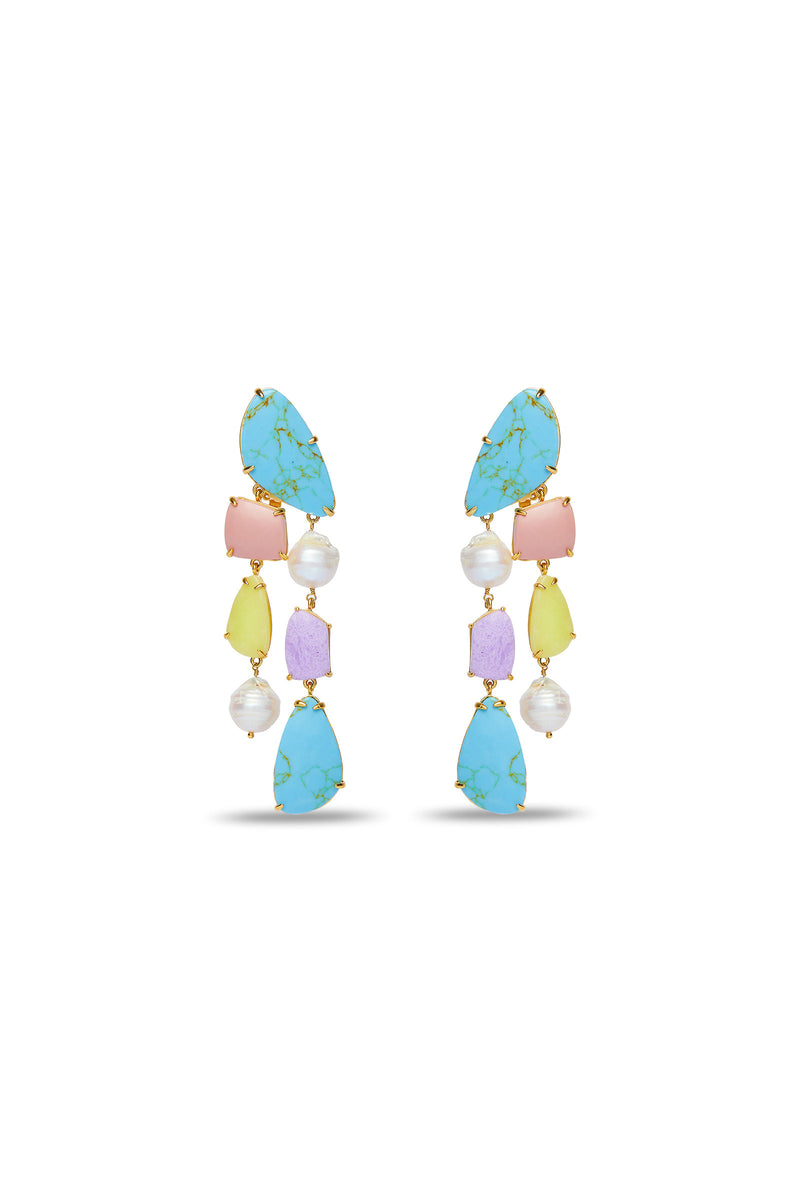 PEBBLE CHANDELIER CLIP ON EARRING in RAINBOW MULTI