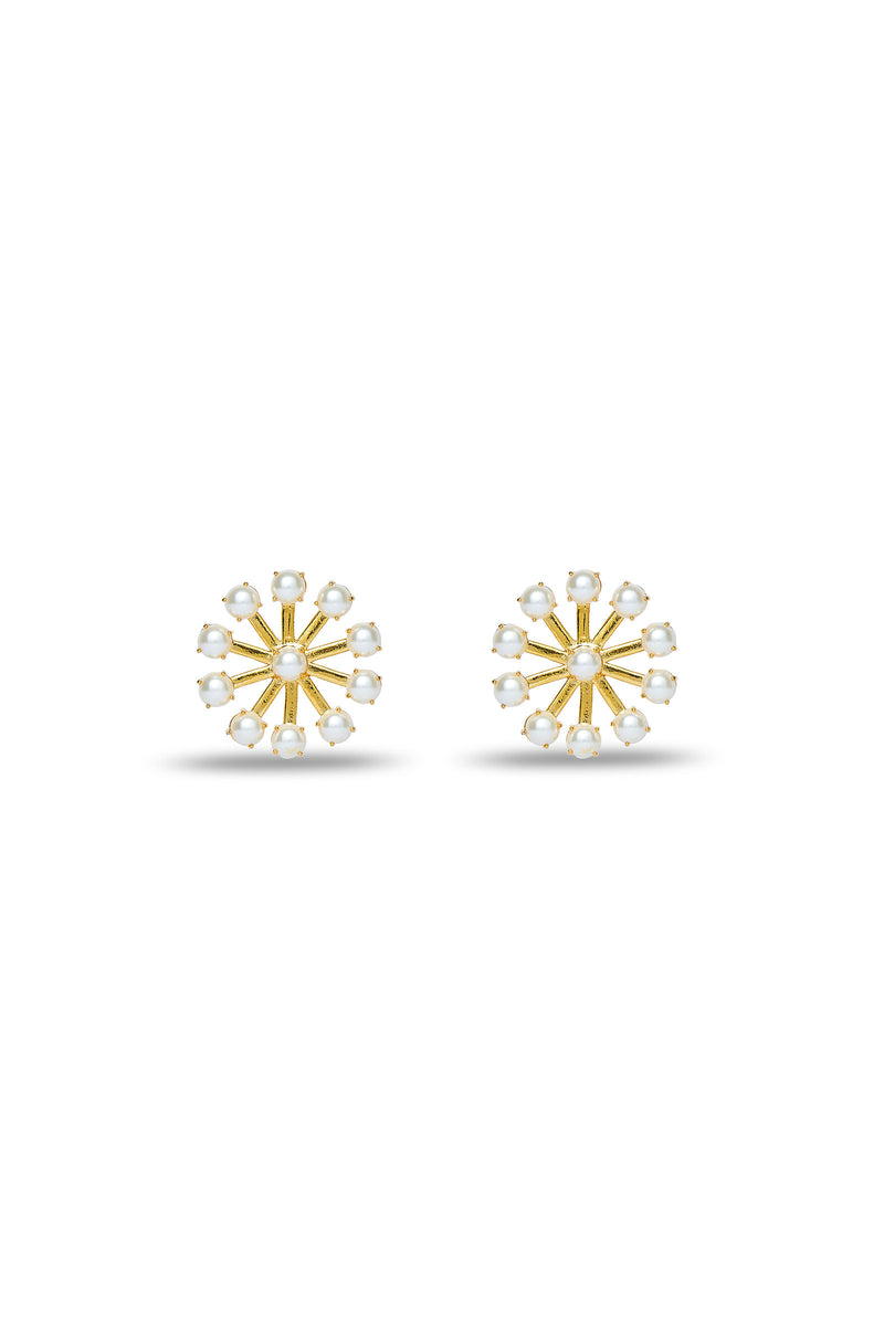 PINWHEEL FUSION EARRINGS in PEARL WHITE