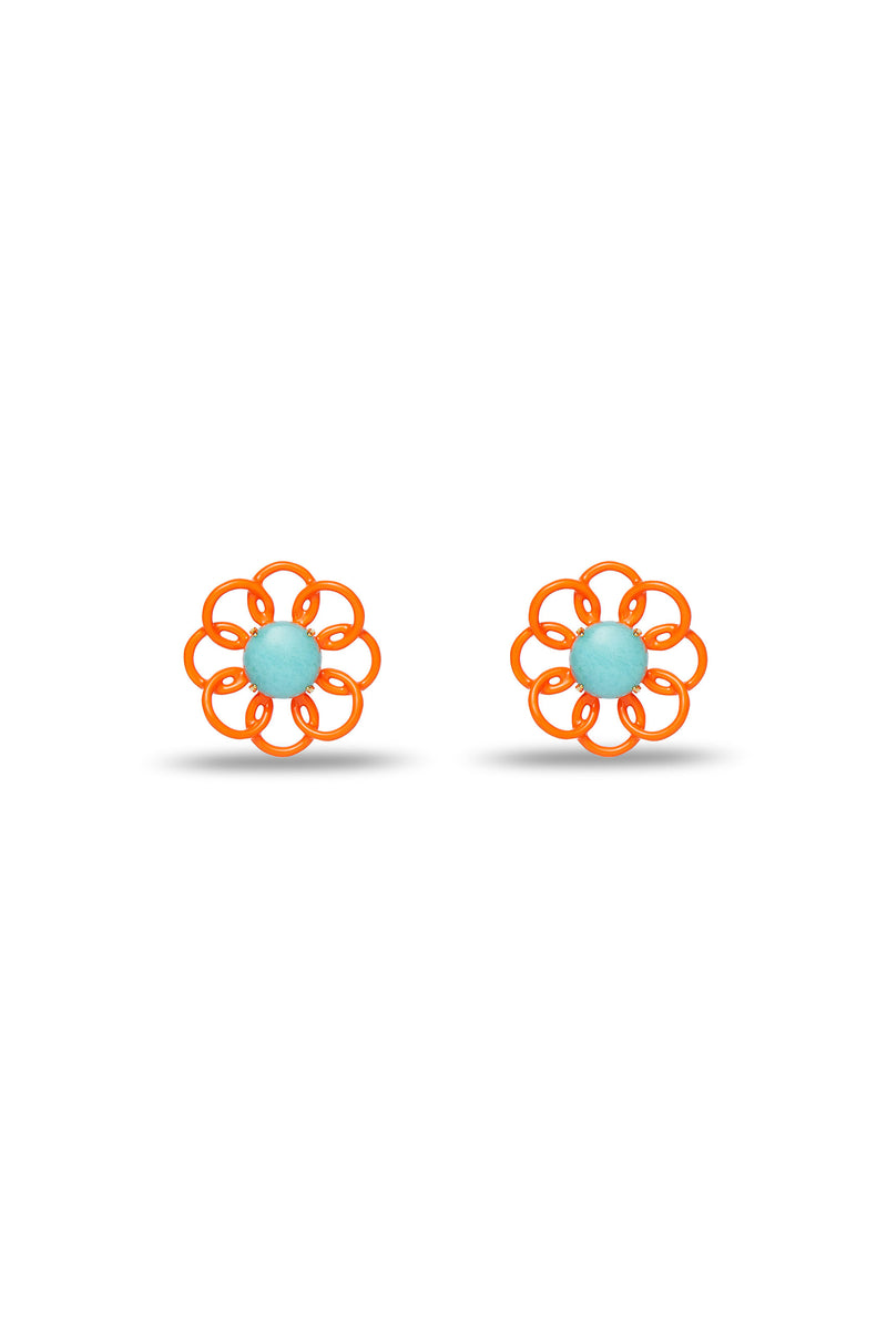 MARIGOLD BUTTON EARRING in PAPAYA ORANGE