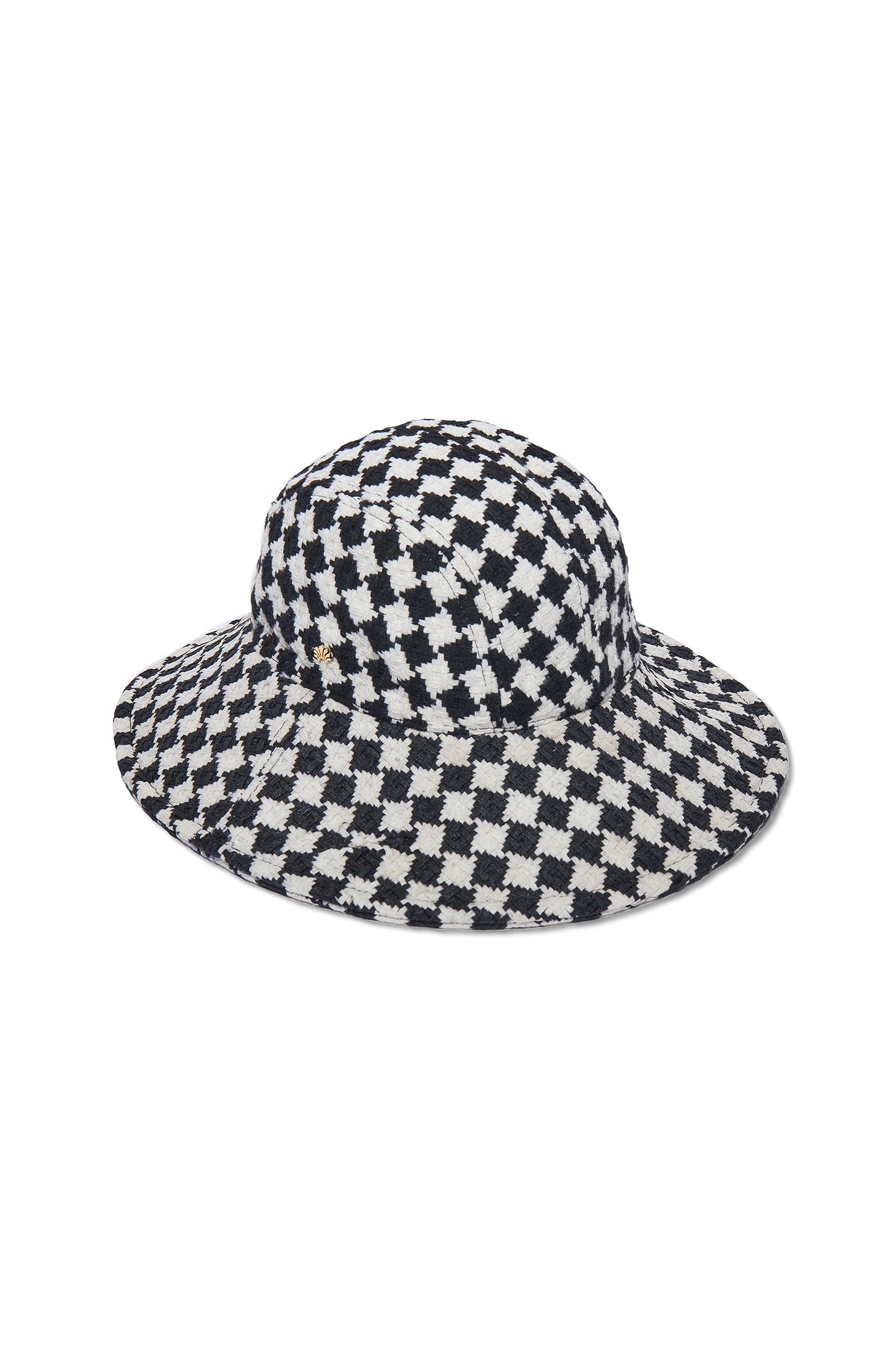 Lele Sadoughi Jet White Checkered Sun Bucket Hat