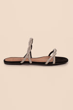 CRYSTAL DOUBLE STRAP BRAIDED SANDAL in BLACK additional image 1