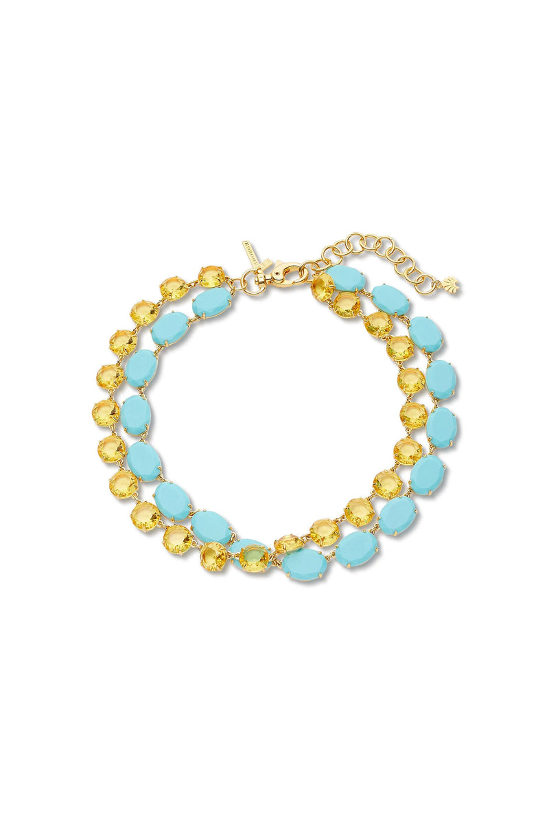 CANDY CRYSTAL DOUBLE ROW NECK in TURQUOISE BLUE