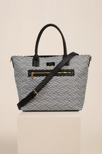 PALM SPRINGS CHEVRON TOTE in BLACK/IVORY MULTI