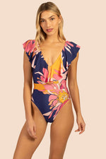 BREEZE RUFFLE V-NECK ONE-PIECE SWIMSUIT in MULTI additional image 2