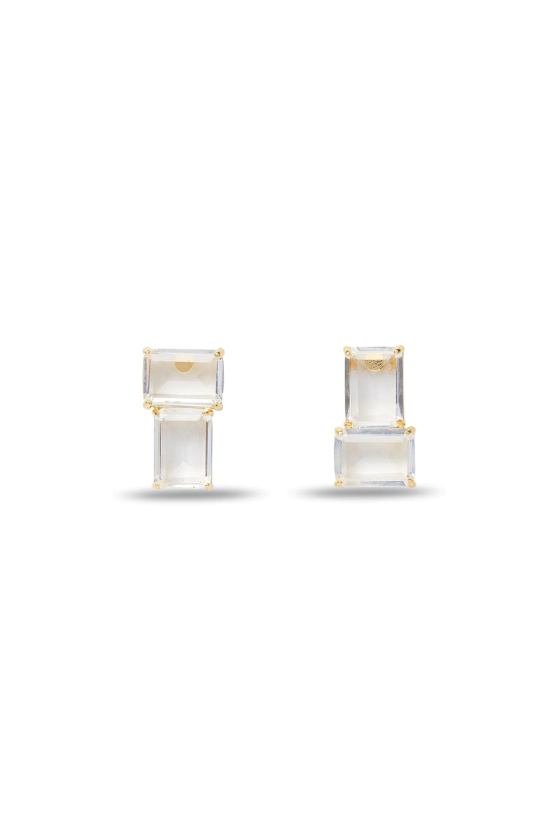 CRYSTAL STUD EARRING in CRYSTAL/GOLD GOLD