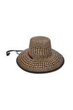 LELE SADOUGHI BRIELLE CHECKERED STRAW HAT in NEUTRAL WHITE