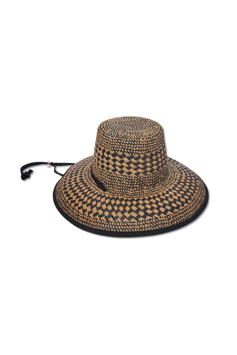 LELE SADOUGHI BRIELLE CHECKERED STRAW HAT in NEUTRAL WHITE