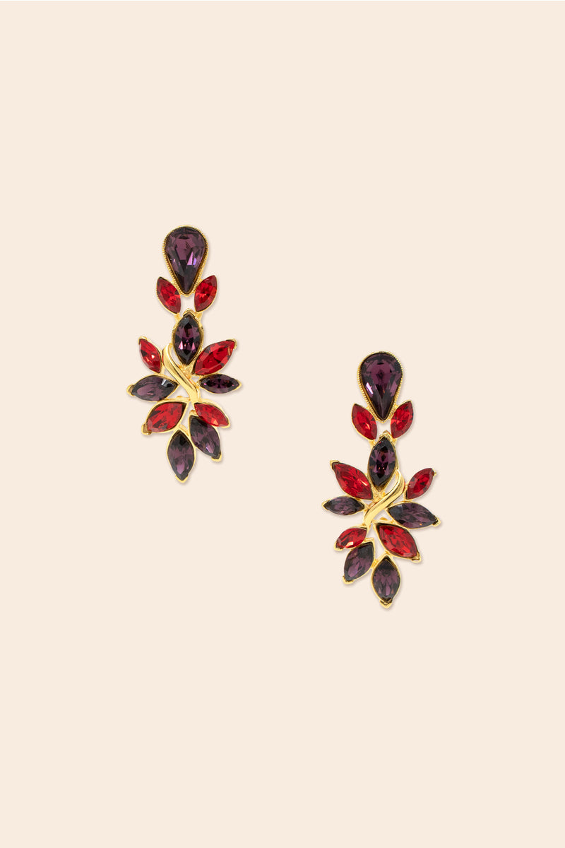 TT X BEN AMUN BEJEWELED DROP EARRING in RED